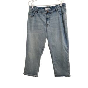 Lane Bryant Blue Light Wash Denim Crop High Rise Stretch Relaxed Jeans Size 16